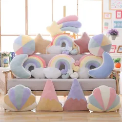 Pluche knuffels - kussens luchtserie - maan / vallende ster / regenboog / schelpKnuffels