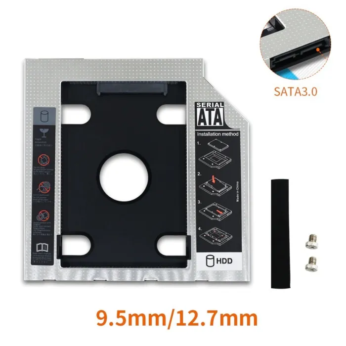 HDD Caddy - SSD SATA 3.0 - 2.5 - Harde schijf behuizing - adapter - optische Bay - 9.5mm / 12.7mmHDD behuizing