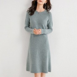 Elegante gebreide jurk - 100% kasjmier / wol - knielengteJurken