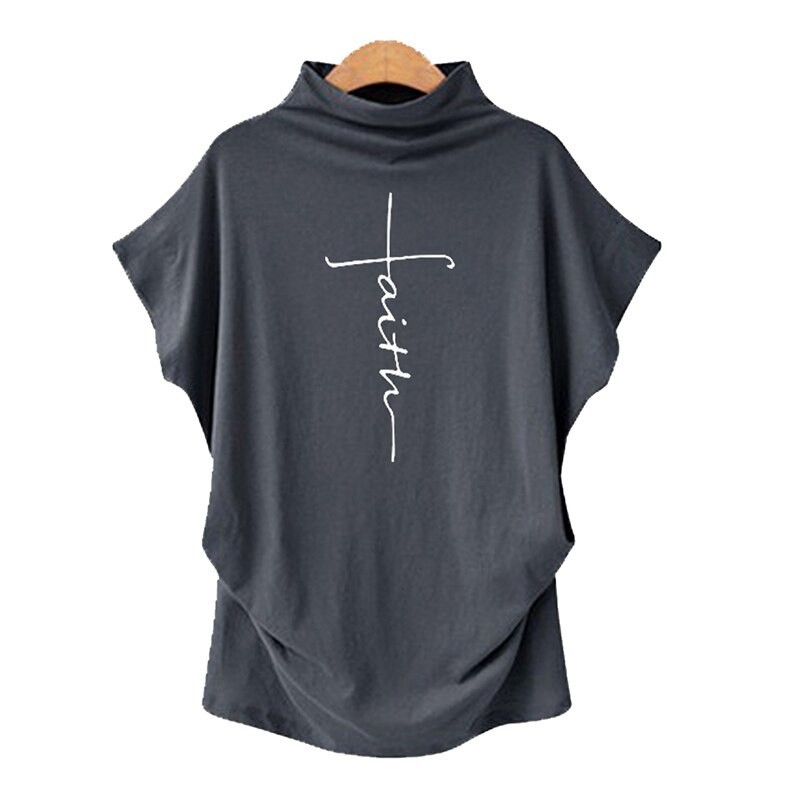 T-shirt met korte mouwen - klassieke top - Faith Cross bedruktBlouses & overhemden