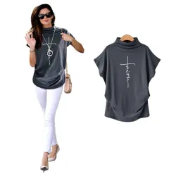 T-shirt met korte mouwen - klassieke top - Faith Cross bedruktBlouses & overhemden