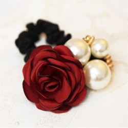 Elegantes elastisches Haarband - mit Rosen / Perlen
