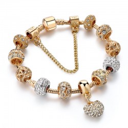 Luxuriöses Goldarmband - mit Kristallperlen / Herz