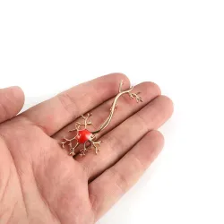 Medical neuron gene - with red stone - broochBrooches