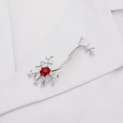Medical neuron gene - with red stone - broochBrooches