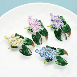 Trendy emaille lila bloemenbrocheBroches