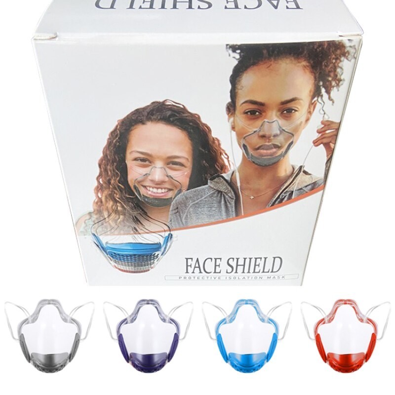 Transparent protective face mask - plastic shield - with filter
