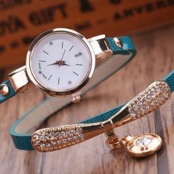 Modieuze meerlaagse armband met een horloge / kristallenArmbanden