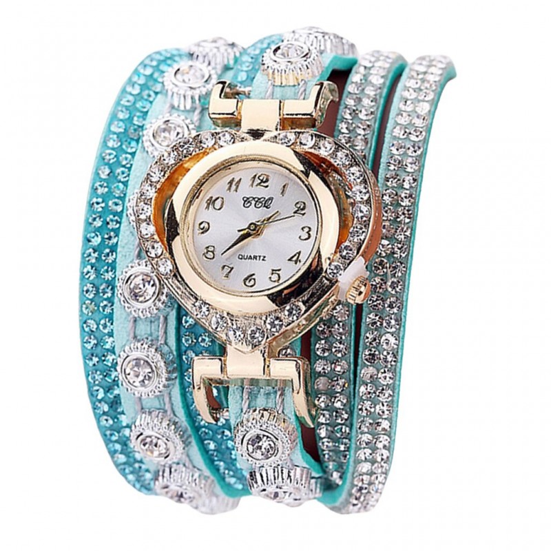 Luxe meerlaagse kristallen armband - met een horlogeArmbanden