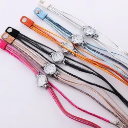 Vintage meerlaagse armband - met een rond horloge / kristallenArmbanden