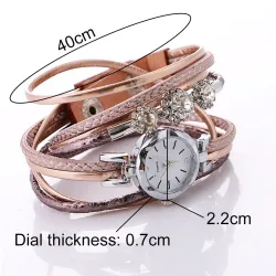 Vintage meerlaagse armband - met een rond horloge / kristallenArmbanden