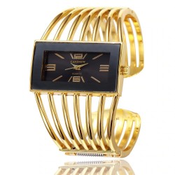 Luxuriöses Armband mit rechteckiger Uhr - offenes Design