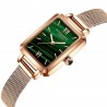 Elegante Uhr / mit Armband - mit grünem Stein - Edelstahl / Leder