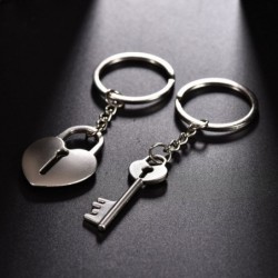 Couple keychain - key / heart shaped lock - 2 piecesKeyrings