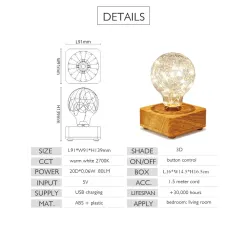 Modern LED night light - USB - copper wire string bulbLights & lighting