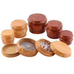 Grinder voor kruiden/tabak/specerijen - 4 lagen - met handslinger - houtenKeukenmolens