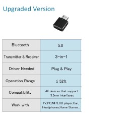 KN330 - USB - Bluetooth - zender - audio-ontvanger - 3,5 mm AUX-aansluiting - 3 in 1 adapterKabels