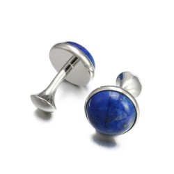 Luxurious round cufflinks - with blue lapis stone
