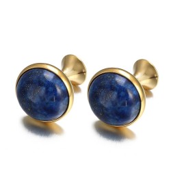 Luxurious round cufflinks - with blue lapis stoneCufflinks