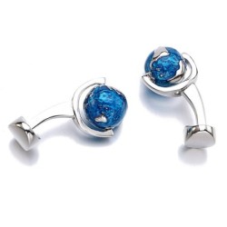 Elegant silver cufflinks - with rotatable blue earth globe