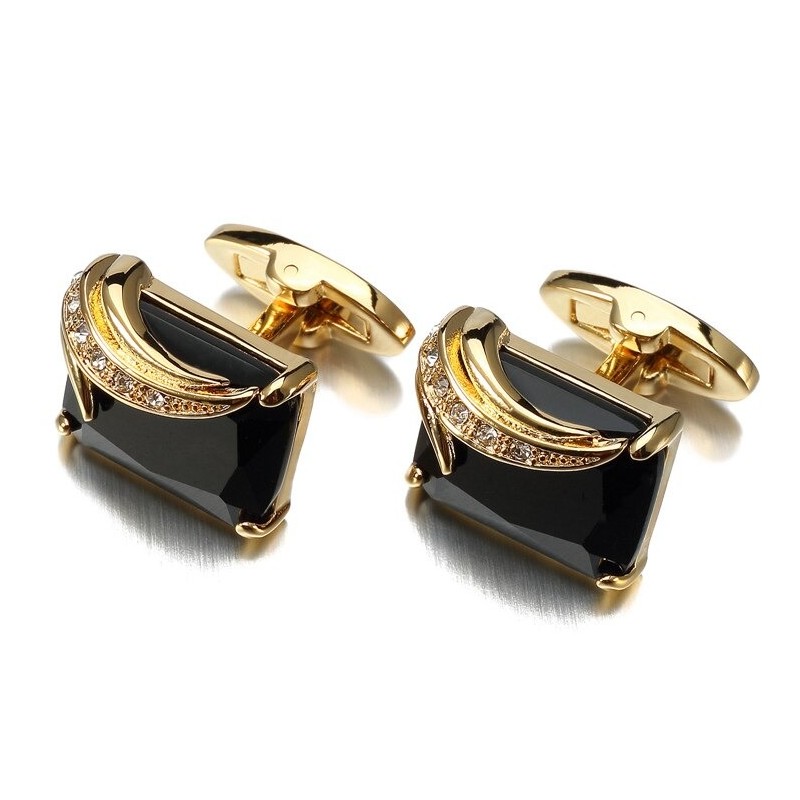 Fashionable cufflinks - with square glass crystal