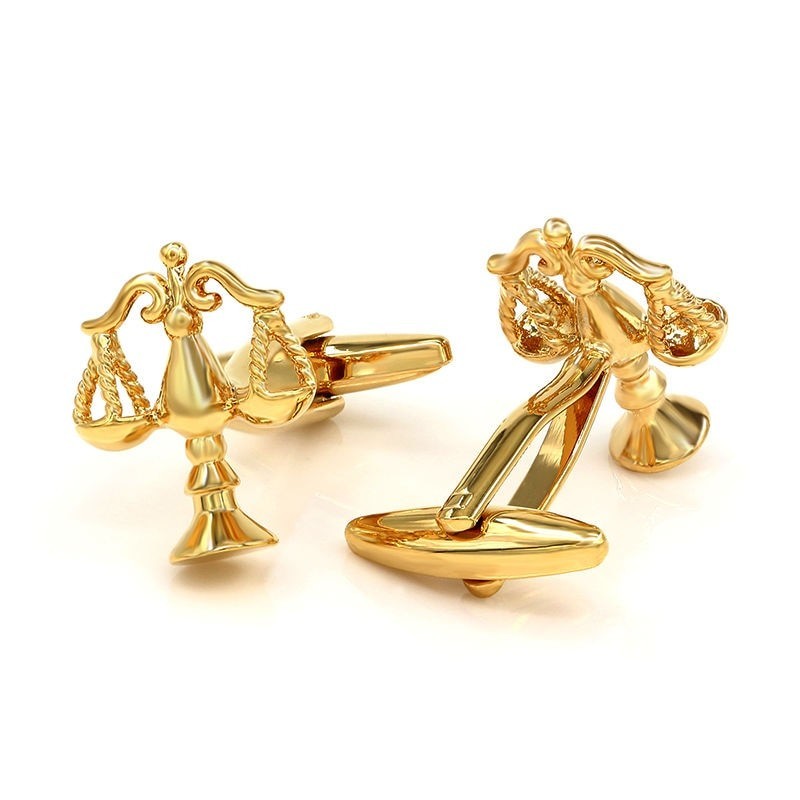 Elegant gold cufflinks - libra scale of justice