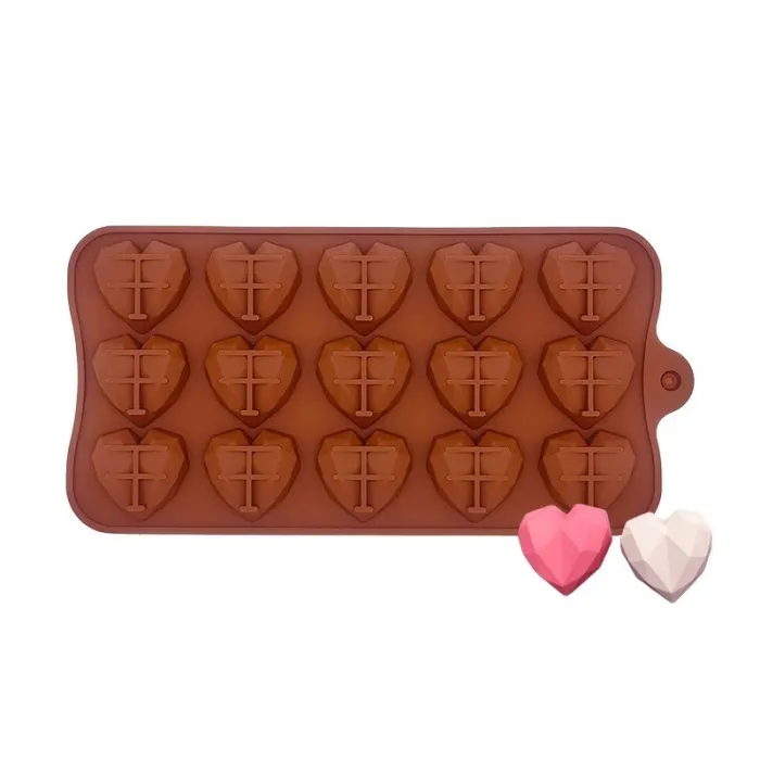 Silicone baking mould - diamond heart shaped - 8 / 15 holesBakeware