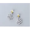 Modieuze oorbellen - bij / honingraat - 925 sterling zilverOorbellen