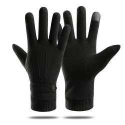 Elegant warm gloves - touchscreen function - with a decorative button