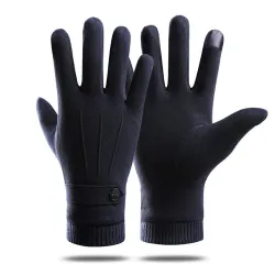 Elegant warm gloves - touchscreen function - with a decorative buttonGloves