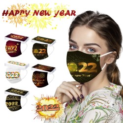 Happy New Year 2022 - gezichts-/mondbeschermende maskers - wegwerp - 3-laags - 50 stuksMondmaskers