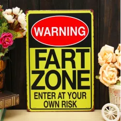 Warning Fart Zone - metalen bord - posterPlaten & Borden