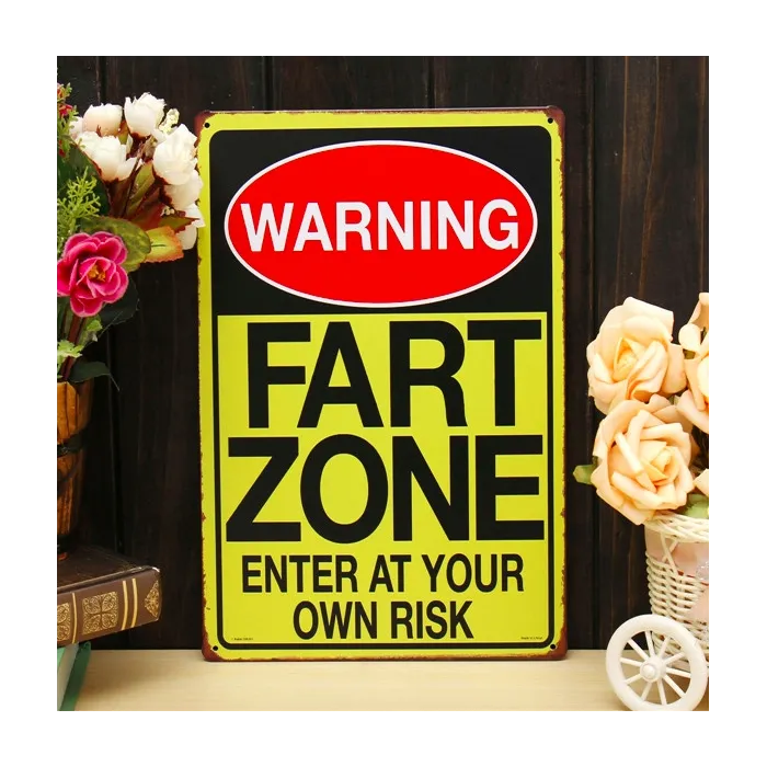 Warning Fart Zone - metalen bord - posterPlaten & Borden