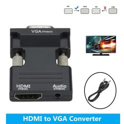 HDMI-compatibel naar VGA-adapter - audiokabel - 3,5 mm - 1080P