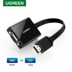 UGREEN - actieve HDMI naar VGA-adapter - met 3,5 mm audio-aansluiting - 1080PKabels