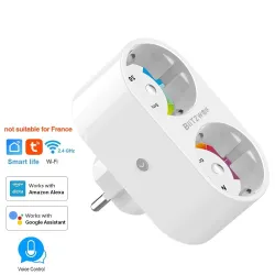 BW-SHP7 -16A 3680W - wandcontactdoos - dubbele EU-stekker - WiFi - timer - afstandsbediening - Alexa - GoogleSchakelaars