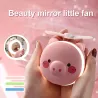 Mini zakspiegeltje - met ventilator - LED lampje - spaarvarken vormMake-Up
