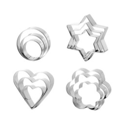 Koekjesvorm - ster / hart / bloem - roestvrij staal - 12 stuksBakvormen