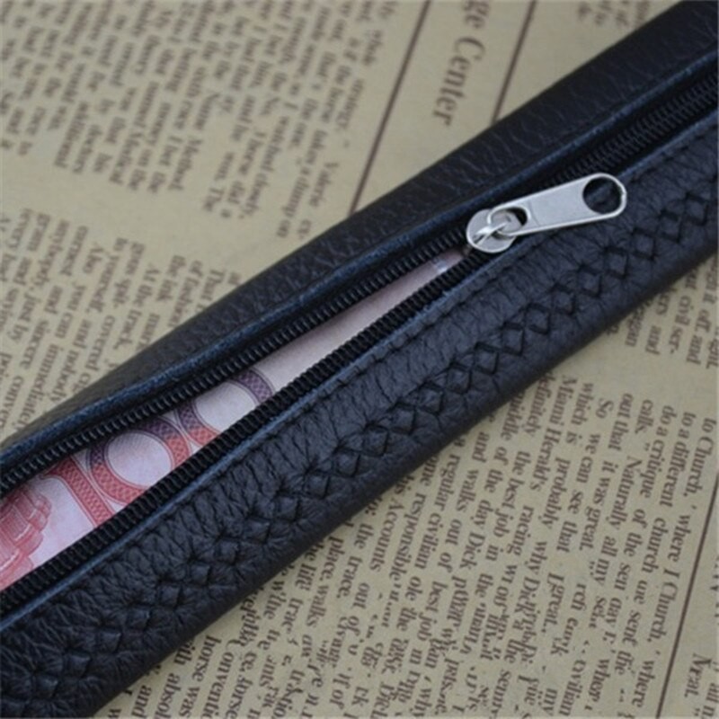 Leather belt with zipper - hide money pouch
