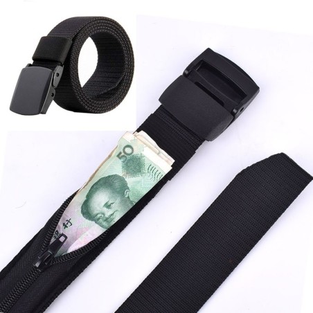 Anti theft belt - with hidden zipper - unisex - 120cm