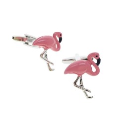 Klassieke manchetknopen - met roze flamingo