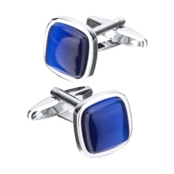Elegante manchetknopen - met vierkante blauwe opaalsteenManchetknopen
