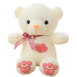 Plush bear - with embroidered hearts / colorful LED lights - toyCuddly toys
