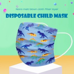 Protective face / mouth mask - 3-ply - disposable - for children - dinosaur print - 50 pieces