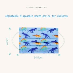 Protective face / mouth mask - 3-ply - disposable - for children - dinosaur print - 50 pieces