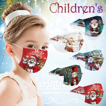 Beschermende gezichts-/mondmaskers - wegwerp - 3-laags - voor kinderen - kerstmotieven - 10 stuks
