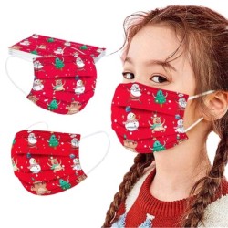 Beschermende gezichts-/mondmaskers - wegwerp - 3-laags - voor kinderen - kerstprint - 50 stuksMondmaskers