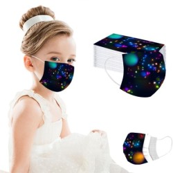 Beschermende gezichts-/mondmaskers - wegwerp - 3-laags - voor kinderen - kleurrijke sterren - 50 stuks