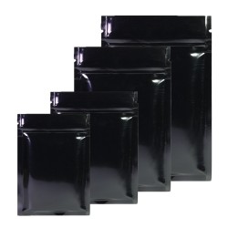 Wiederverschließbare Alufolienbeutel - doppelseitig - mit Reißverschluss - glänzend schwarz - 100 Stück