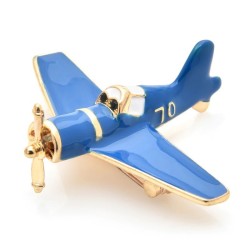 Elegante Brosche - mit blauem Flugzeug